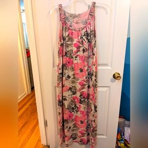 Sonoma pink & gray floral maxi dress, size 1X